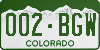 CO license plate 002BGW