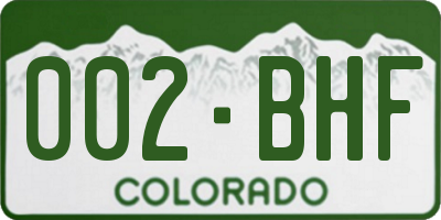 CO license plate 002BHF