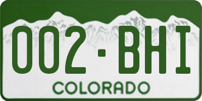 CO license plate 002BHI