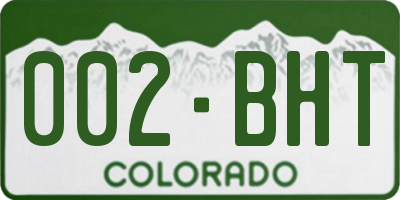 CO license plate 002BHT