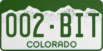 CO license plate 002BIT