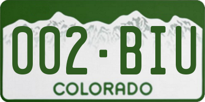 CO license plate 002BIU