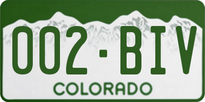 CO license plate 002BIV