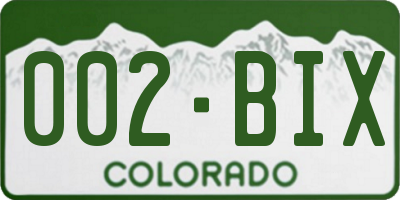CO license plate 002BIX