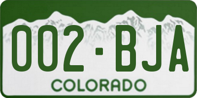 CO license plate 002BJA