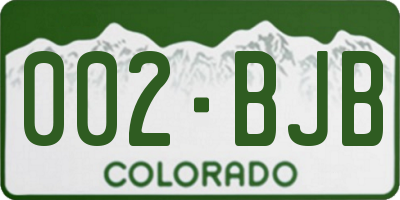 CO license plate 002BJB