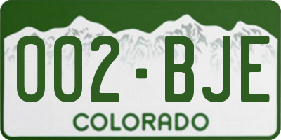 CO license plate 002BJE