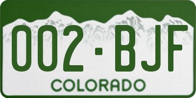 CO license plate 002BJF