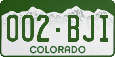 CO license plate 002BJI
