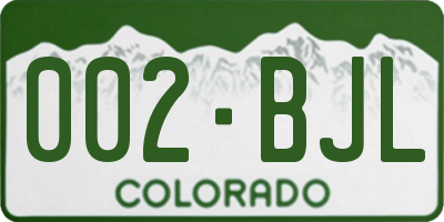 CO license plate 002BJL