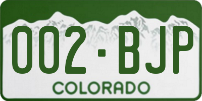 CO license plate 002BJP