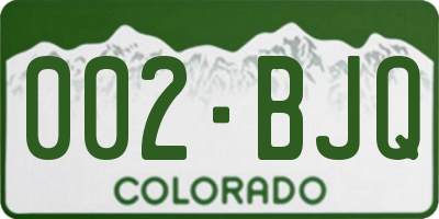 CO license plate 002BJQ