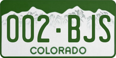 CO license plate 002BJS