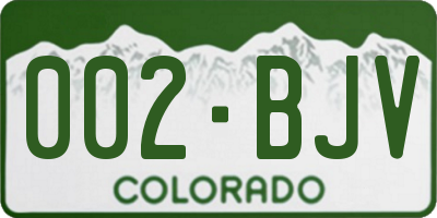 CO license plate 002BJV