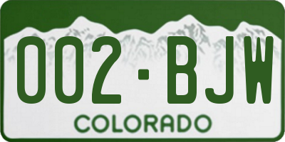 CO license plate 002BJW