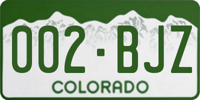 CO license plate 002BJZ