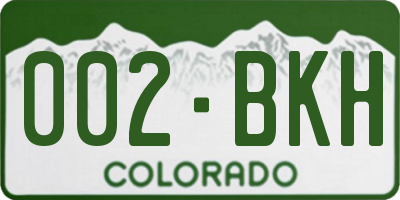 CO license plate 002BKH