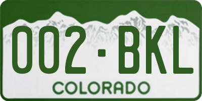 CO license plate 002BKL