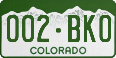 CO license plate 002BKO