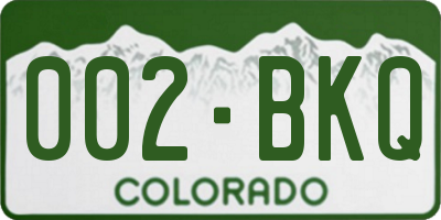 CO license plate 002BKQ
