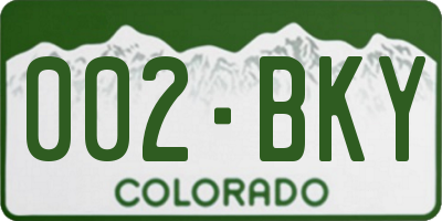 CO license plate 002BKY