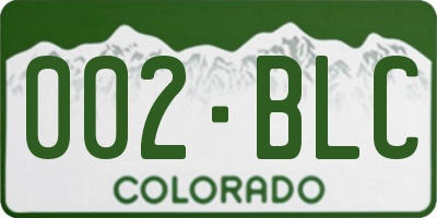 CO license plate 002BLC