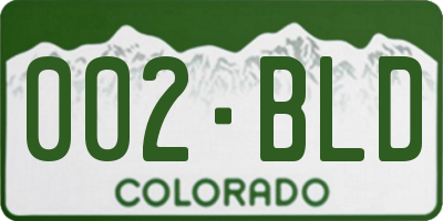 CO license plate 002BLD