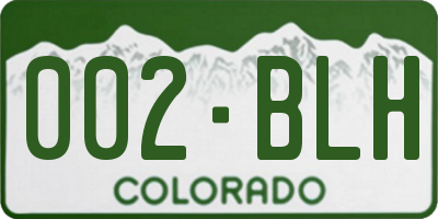 CO license plate 002BLH