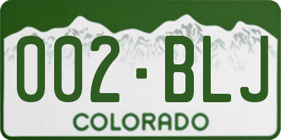 CO license plate 002BLJ