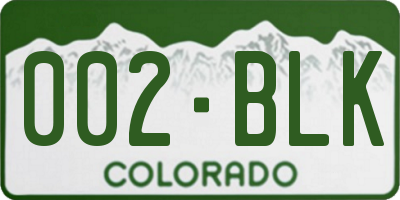 CO license plate 002BLK