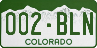 CO license plate 002BLN