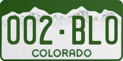 CO license plate 002BLO