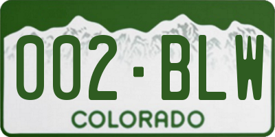 CO license plate 002BLW