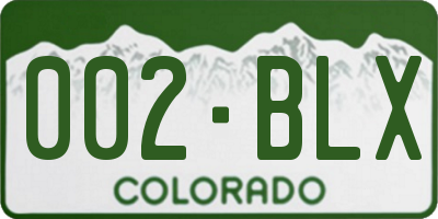 CO license plate 002BLX