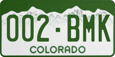 CO license plate 002BMK