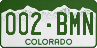 CO license plate 002BMN