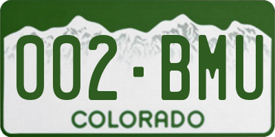 CO license plate 002BMU