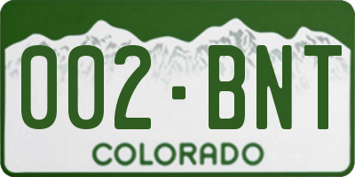CO license plate 002BNT