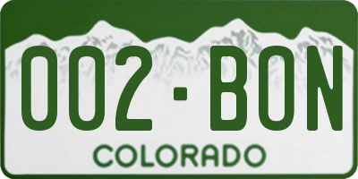 CO license plate 002BON