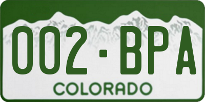 CO license plate 002BPA
