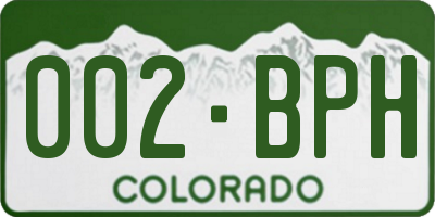 CO license plate 002BPH