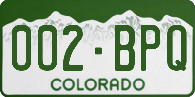 CO license plate 002BPQ