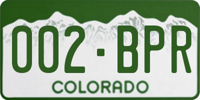 CO license plate 002BPR
