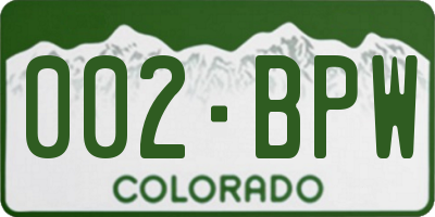 CO license plate 002BPW