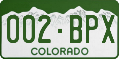 CO license plate 002BPX