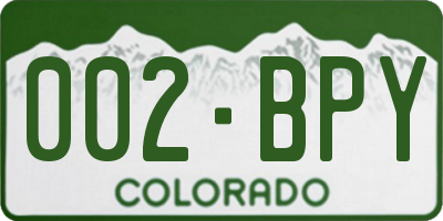 CO license plate 002BPY