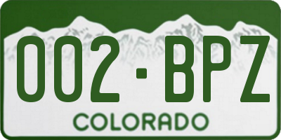 CO license plate 002BPZ
