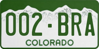 CO license plate 002BRA