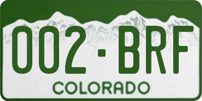 CO license plate 002BRF