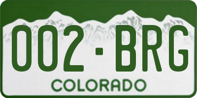 CO license plate 002BRG